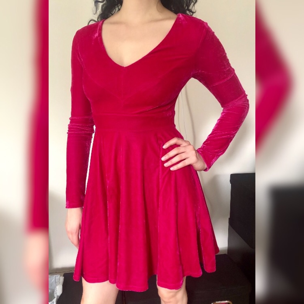 🌷 pink velvet skater dress 🌷